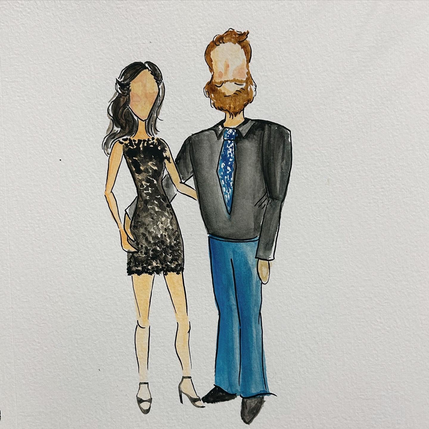 Sample Watercolor Guest Portrait painted by Indianapolis Live Wedding Painter Hannah Reece