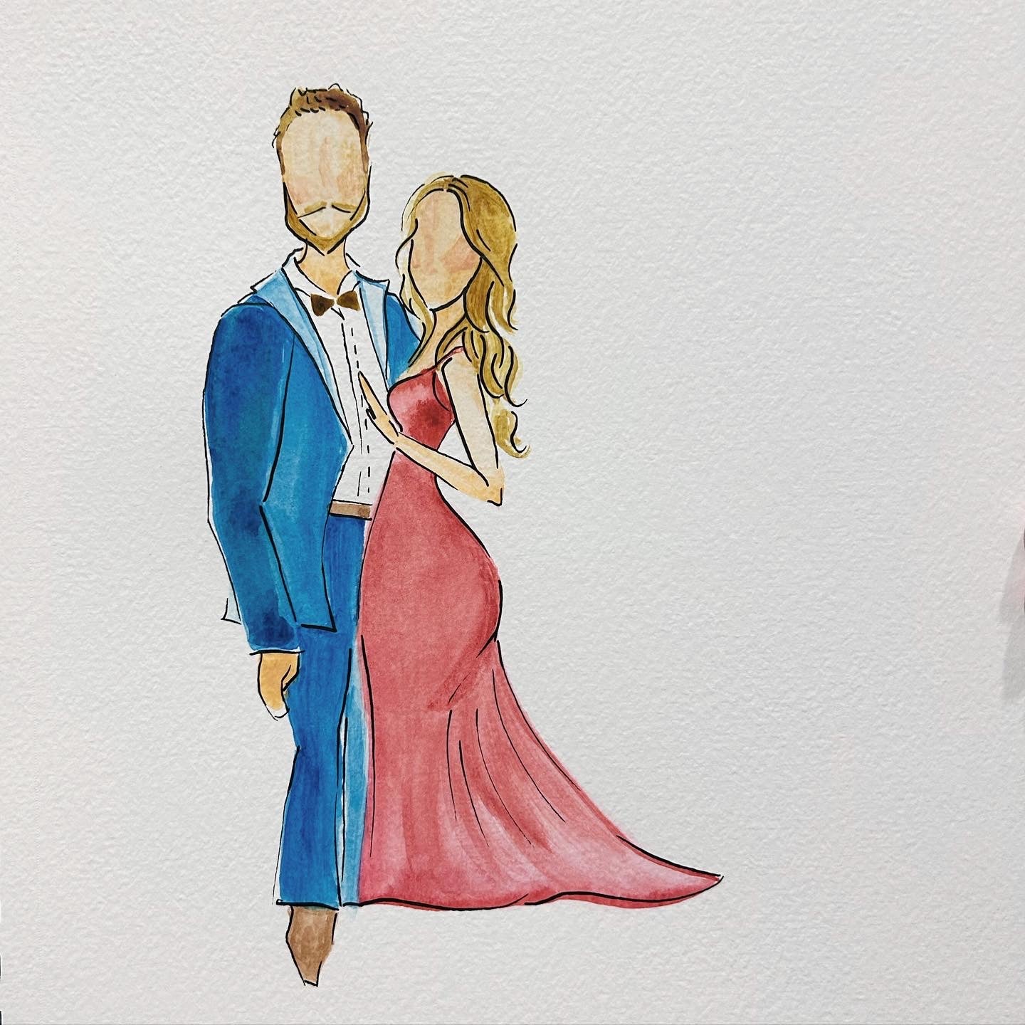 Watercolor Guest Portrait by Indiana Wedding Painter Hannah Reece